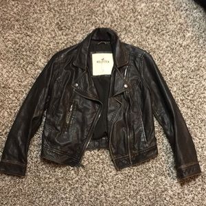 Dark Brown Leather Moto Jacket